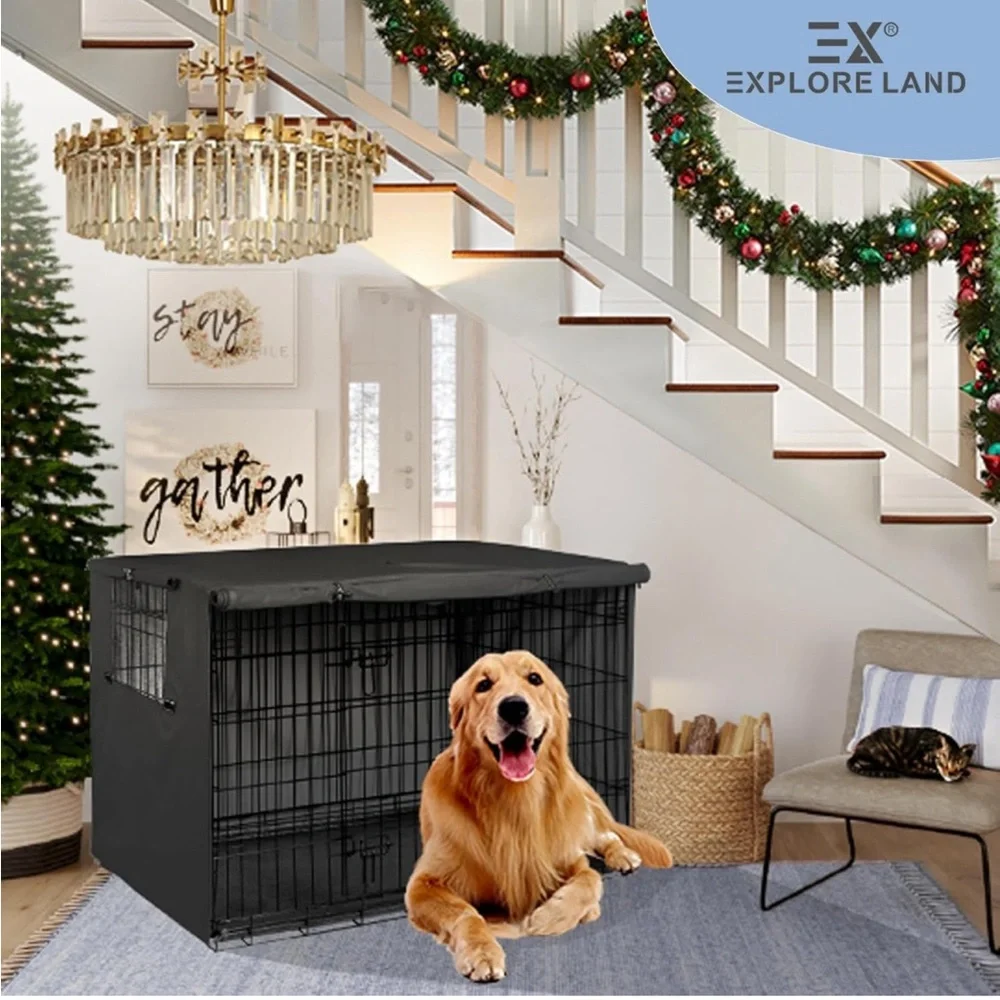 Explore Land Black 42 inches Heavy Duty Polyester Dog 🐕 Crate Cover